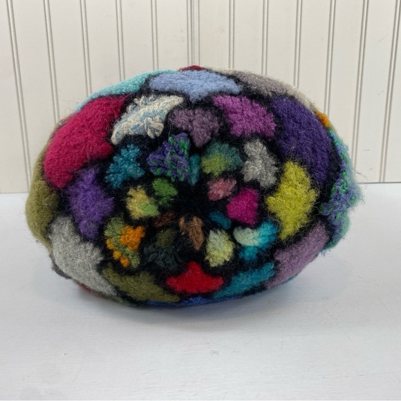 Colorful Felted “Stained Glass” Patchwork Fan Lined Rainbow Fish Hobo Bag Purse - Picture 7 of 13